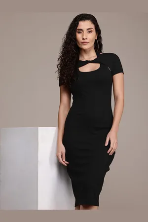 Roadster The Life Co. Ribbed Halter Neck Bodycon Midi Dress