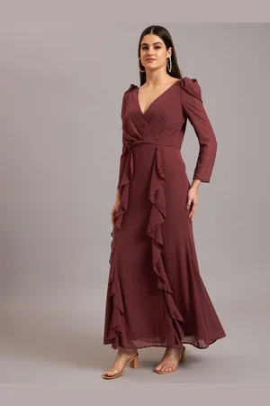 Eavan Women V-Neck Puff Sleeves Maxi Dress