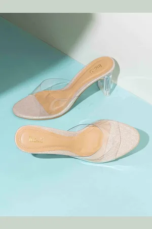 Inc 5 Women Transparent Party Block Mules Heels