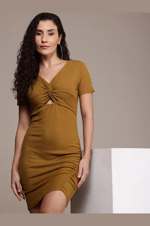 Roadster The Life Co. Twisted Detailed Ribbed Bodycon Mini Dress