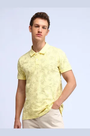 Flying Machine Men Floral Printed Polo Collar Cotton T-shirt