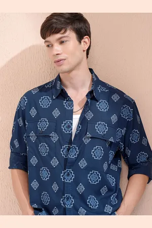 Highlander Men Printed Utility Pocket Oversized Overshirt
