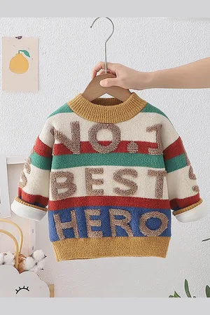 Little Surprise Box LLP Kids Typography Round Neck Long Sleeves Pullover Sweaters
