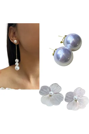 ISHKAARA Set Of 3 Gold Plated Beaded Earrings