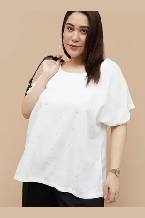 Lifestyle Women Plus Size Embroidered Regular Top
