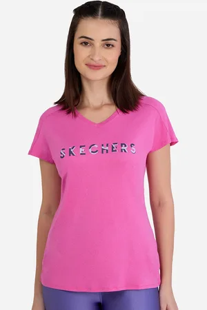Skechers Women Typography Printed V-Neck T-shirt