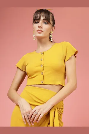 OOMPH Women Round Neck Short Sleeves Crop Top