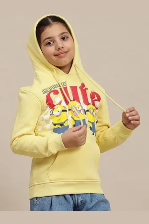 Kidsville Girls Minions Printed Relaxed Fit Hoodie