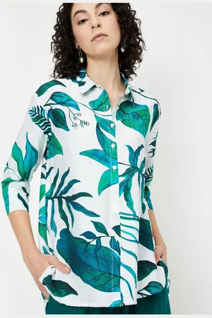 Max Collection Women Shirt Collar Three-Quarter Sleeves Tunic