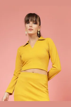 OOMPH Women V-Neck Wrap Casual Crop Top