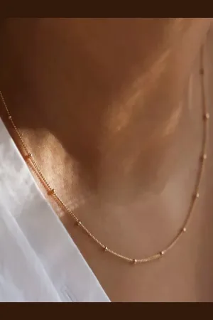 AQUASTREET 18K Antitarnish Waterproof Gold Dotted Chain Necklace