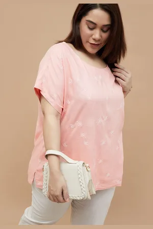 Lifestyle Women Round Neck Floral Embroidered Extended Sleeves Top