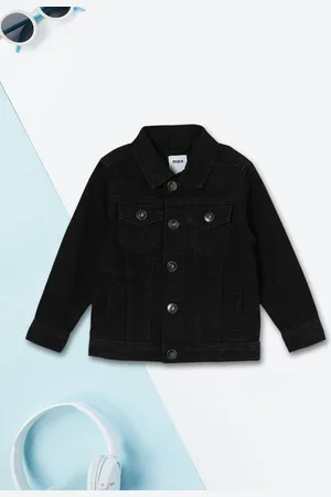 Max Collection Boys Polyester Crop Denim Jacket with Patchwork