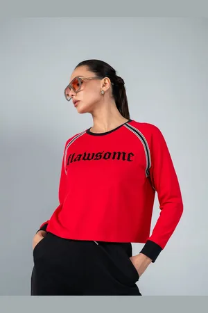 EDRIO Women Typography Printed Round Neck Cotton Top