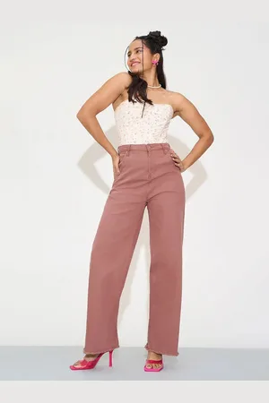 FREAKINS Women Rustic Berry Jean Straight Fit High-Rise Stretchable Jeans
