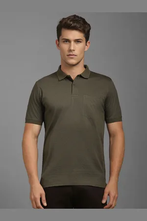 Louis Philippe Men Geometric Printed Polo Collar Cotton T-shirt