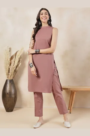 Anouk Brown Round Neck Pure Cotton Co-Ords Set