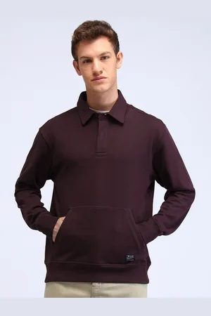 Flying Machine Men Cotton Shirt Collar Pullover Sweatshirt