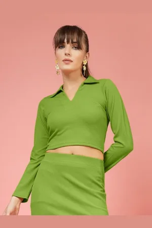 OOMPH Women Shirt Style Crop Top