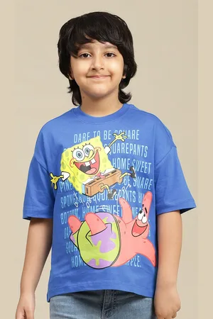 Kidsville Boys Graphic Printed Round Neck Cotton Oversized Spongebob T-shirt