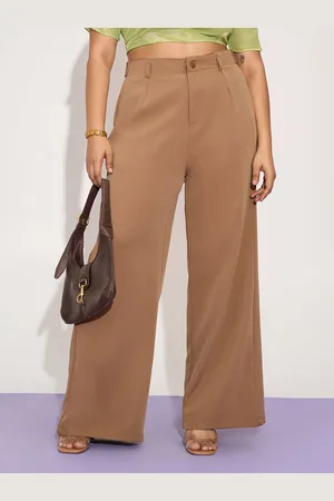 FREAKINS Women High-Rise Straight Fit Wide Leg Korean Pants