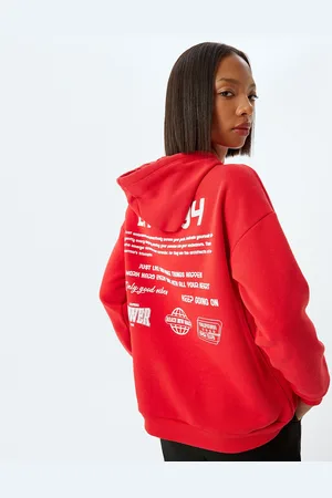 Koton Women Long Sleeves Printed Hooded Sweatshirt