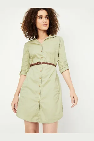 Max Collection Women Cotton Above Knee-Length Shirt Dresses