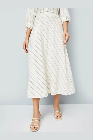Max Collection Women Striped Flared Midi Skirt