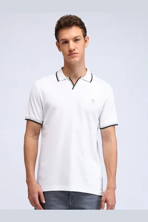 Flying Machine Men Self Design Polo Collar Cotton T-shirt