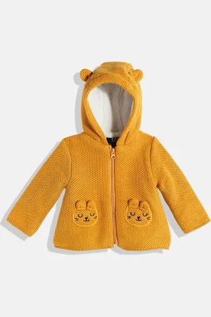 HERE&NOW Girls Animal Self Design Hooded Cardigan