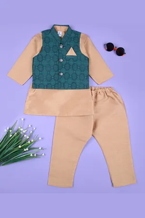 V-Mart Boys Regular Pure Cotton Straight Kurta With Pyjama With Nehru Jacket