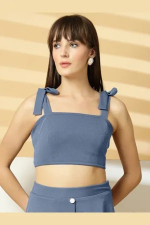 OOMPH Women Square Neck Sleeveless Crop Top