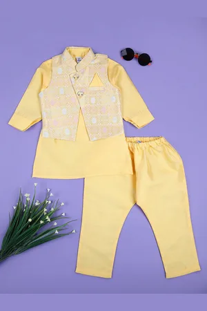 V-Mart Boys Regular Pure Cotton Straight Kurta With Pyjama With Nehru Jacket