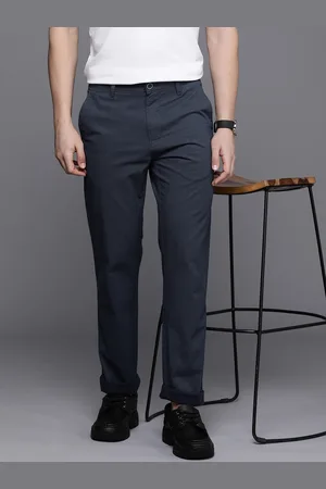 Louis Philippe Men Printed Slim Fit Low-Rise Chinos Trousers