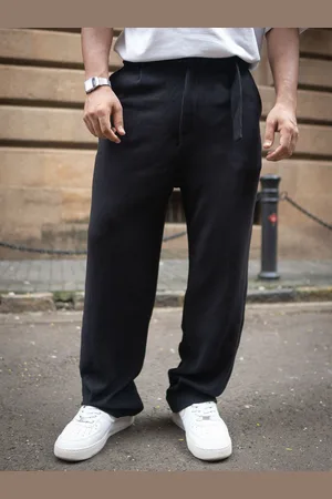 Powerlook Men Baggy Fit Corduroy Pleated Trousers
