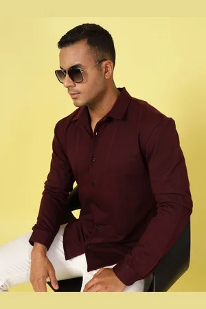 Rigo Men Premium Cuban Collar Solid Cotton Slim Fit Casual Shirt