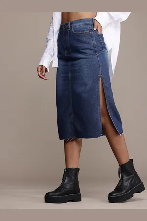 Roadster The Life Co. Denim Straight Midi Skirt