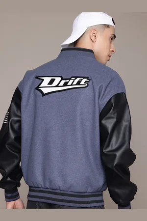 Roadster The Lifestyle Co. Typography Faux Leather Sleeve Varsity Jacket