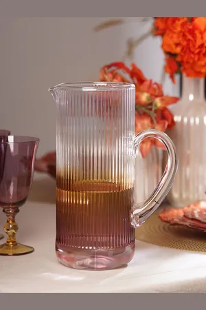 Pure Home and Living Transparent & Brown Textured Glass Water Jugs