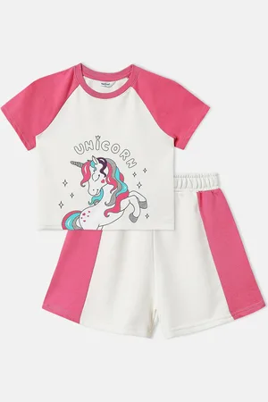 Nauti Nati Girls Unicorn Print T-shirt and Shorts Set
