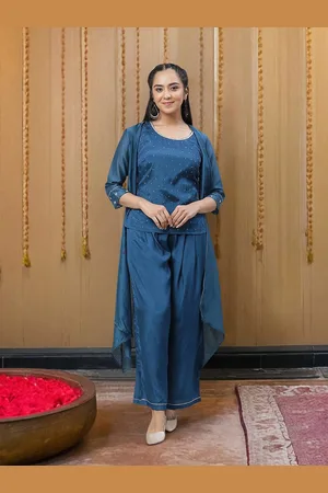 AURELIA Printed Top & Palazzo With Jacket Co-Ords Set