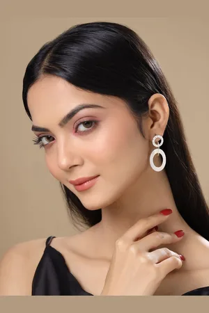 Kicky And Perky Silver-Toned Circular Drop Earrings