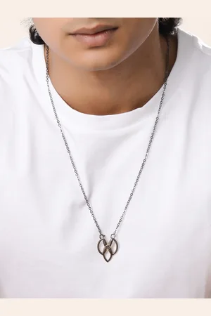 Kicky And Perky Men Sterling Silver Contemporary Pendant With Chain