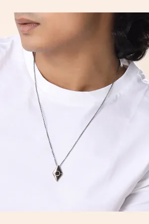 Kicky And Perky Men 925 Sterling Silver Noble Opulence Pendant With Chain