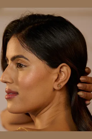 Kicky And Perky Gold-Toned Triangular Stud Earrings