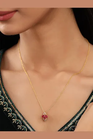 Kicky And Perky 925 Sterling Silver Gold-Plated Stone-Studded Pendant With Chain