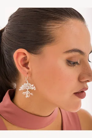 Kicky And Perky Silver-Toned Floral Earrings