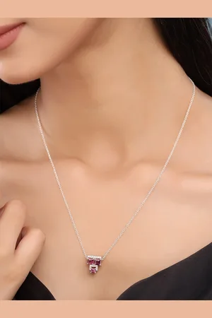 Kicky And Perky 925 Sterling Silver Stone-Studded Pendant With Chain