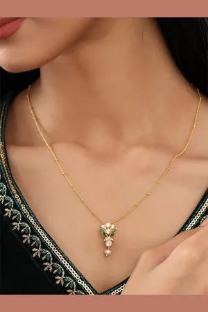 Kicky And Perky 92.5 Sterling Silver Gold-Plated Floral-Charm Pendant With Chain