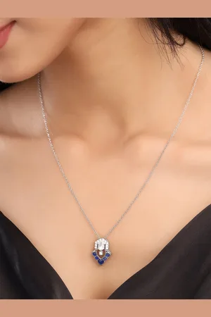 Kicky And Perky 925 Sterling Silver Stone-Studded Pendant With Chain